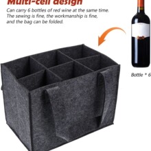 厂家供应 无纺布酒类手提包毛毡红酒收纳包 六宫格瓶装红酒手提袋