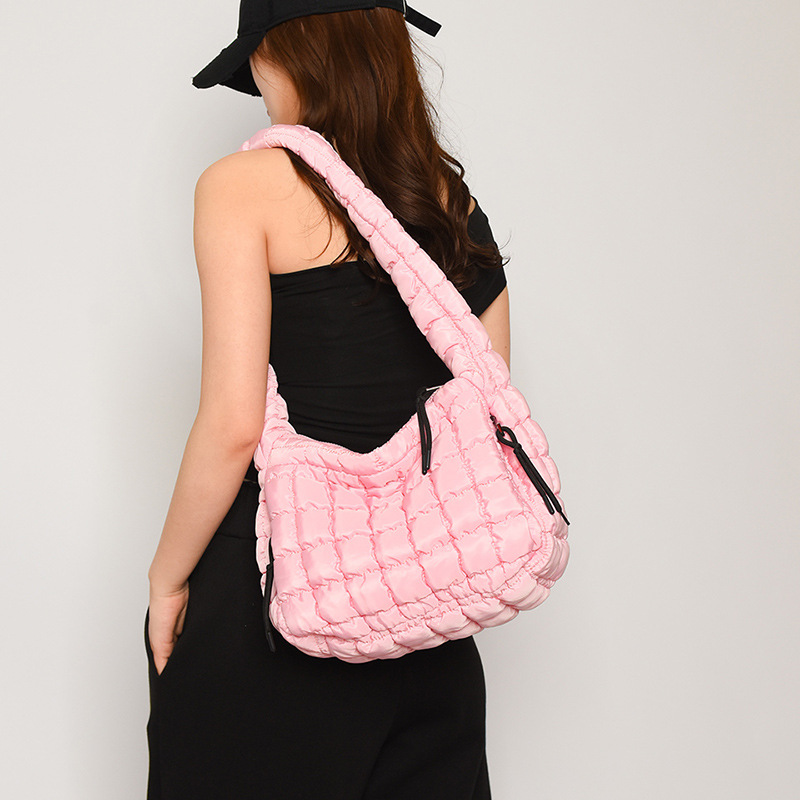 Pleated Shoulder Bag For Women Large Capacity Bubble Cloud Bag_voghion.com