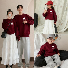 爆款秋冬加绒卫衣亲子装一家三口四口卫衣高级感ins母子母女装潮