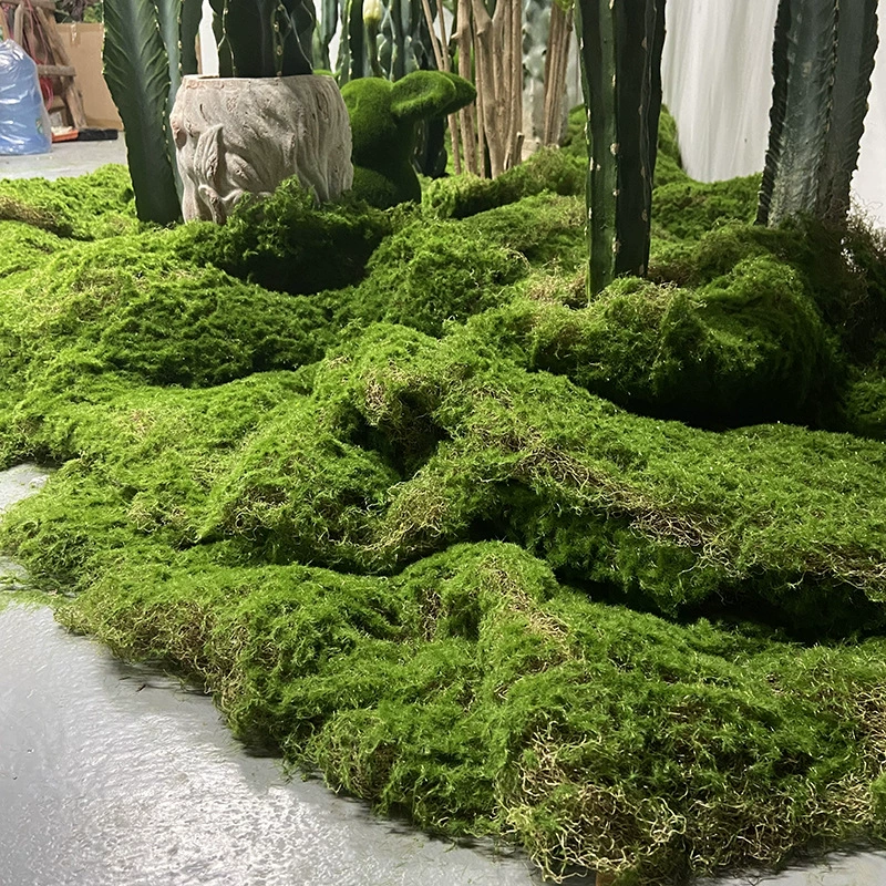 Моделирование мха газонный мох Крытый ландшафтный дизайн рис коричневый Шелковый мох газон нерегулярный PE Шелковый мох Газон Оптом