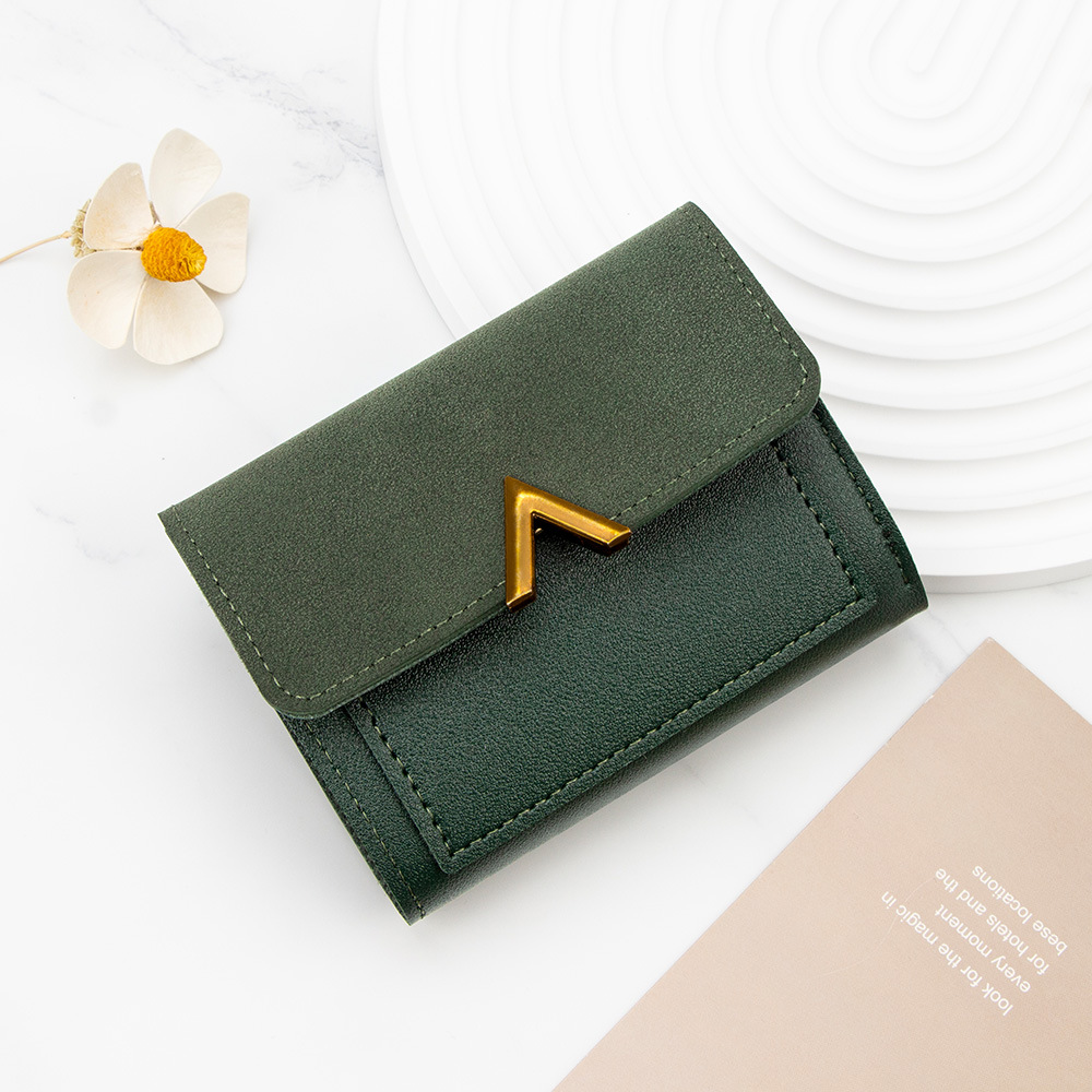 Nuevo estilo coreano simple de las mujeres cartera corta de gran capacidad chica estudiante cartera pequeña tarjeta titular de la moneda monedero