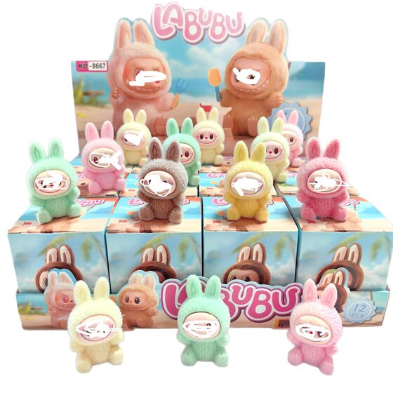 Anime Cartoon Rab Blind Box Flocking Doll Resin Ornaments Micro Food Play Desktop Ornaments Autumn and Winter Blind Draw
