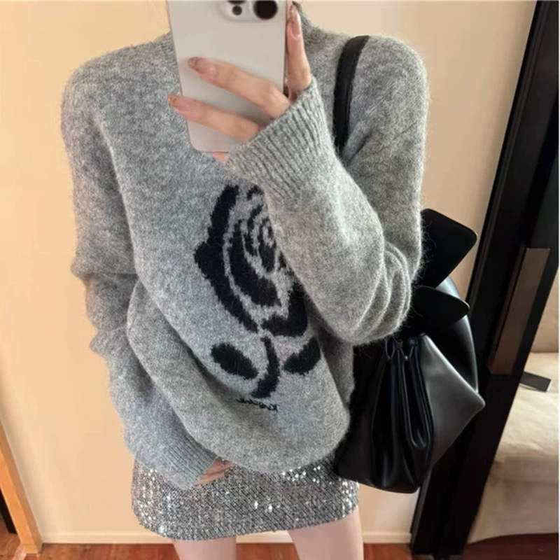 Retro long-sleeve, autumn keep warm base sweater, oversize