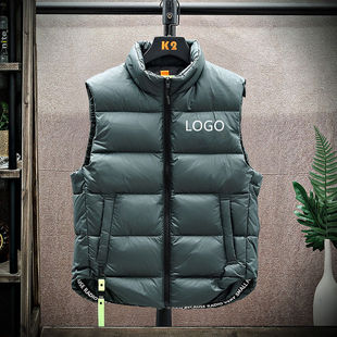 Down vest men's 2022 autumn and winter New Korean version of young students white duck down vest men's LOGO