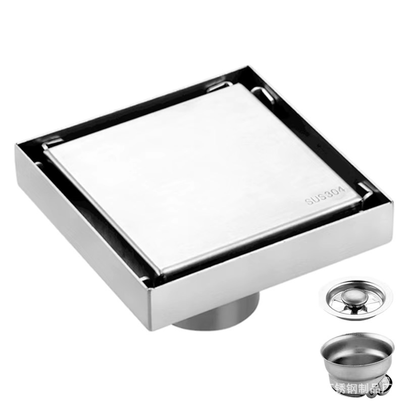 304 negro invisible 10*10 Desagüe de piso de acero inoxidable baño Baño balcón desodorante cepillado oculto Desagüe de piso