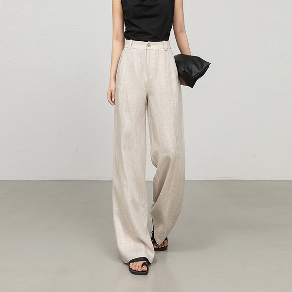 Tencel Linen Wide-Leg Pants for Women, Summer Thin Style, Old Money Style, Zhengzhou Women's Pants, Live Broadcast Hot Item, Casual Pants, One-Piece Dropshipping