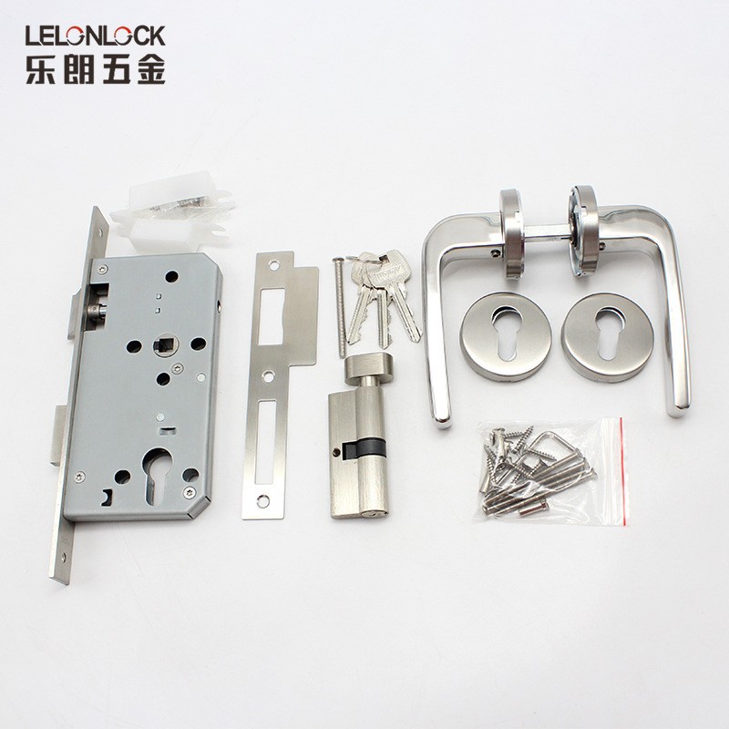 Lelangxin Chino dormitorio interior de madera maciza cerradura de la puerta manija de la puerta antirrobo Mute split Lock