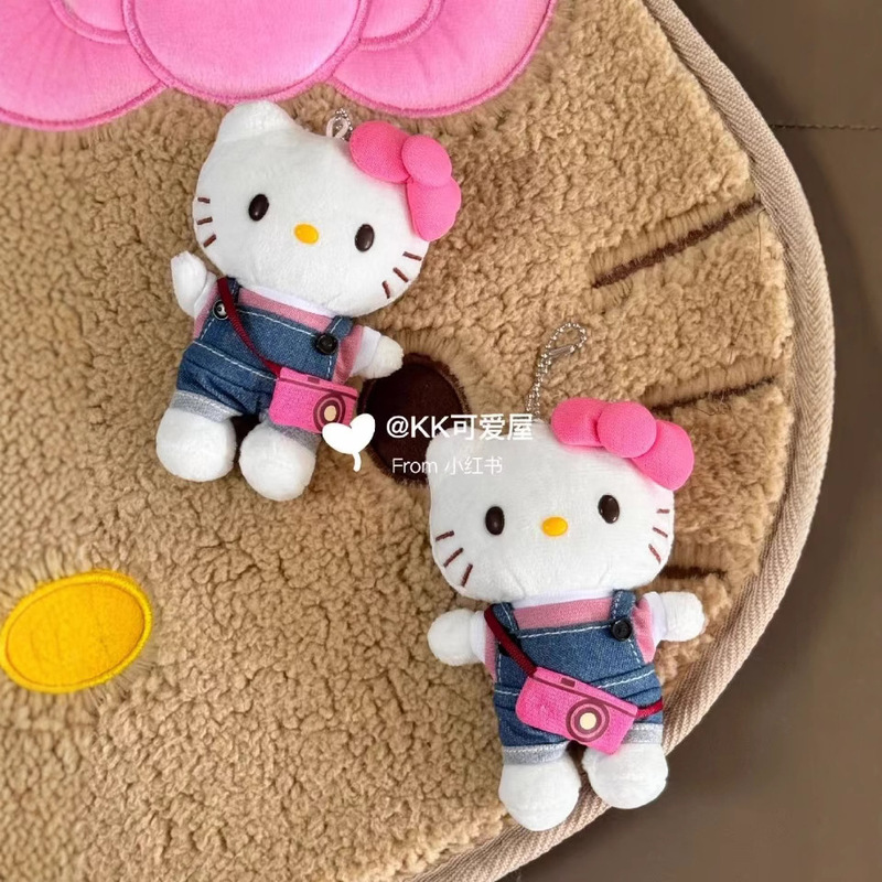 牛仔斜挎包hellokitty包包挂件kt猫哈喽毛绒公仔背包挂饰可爱玩偶|undefined