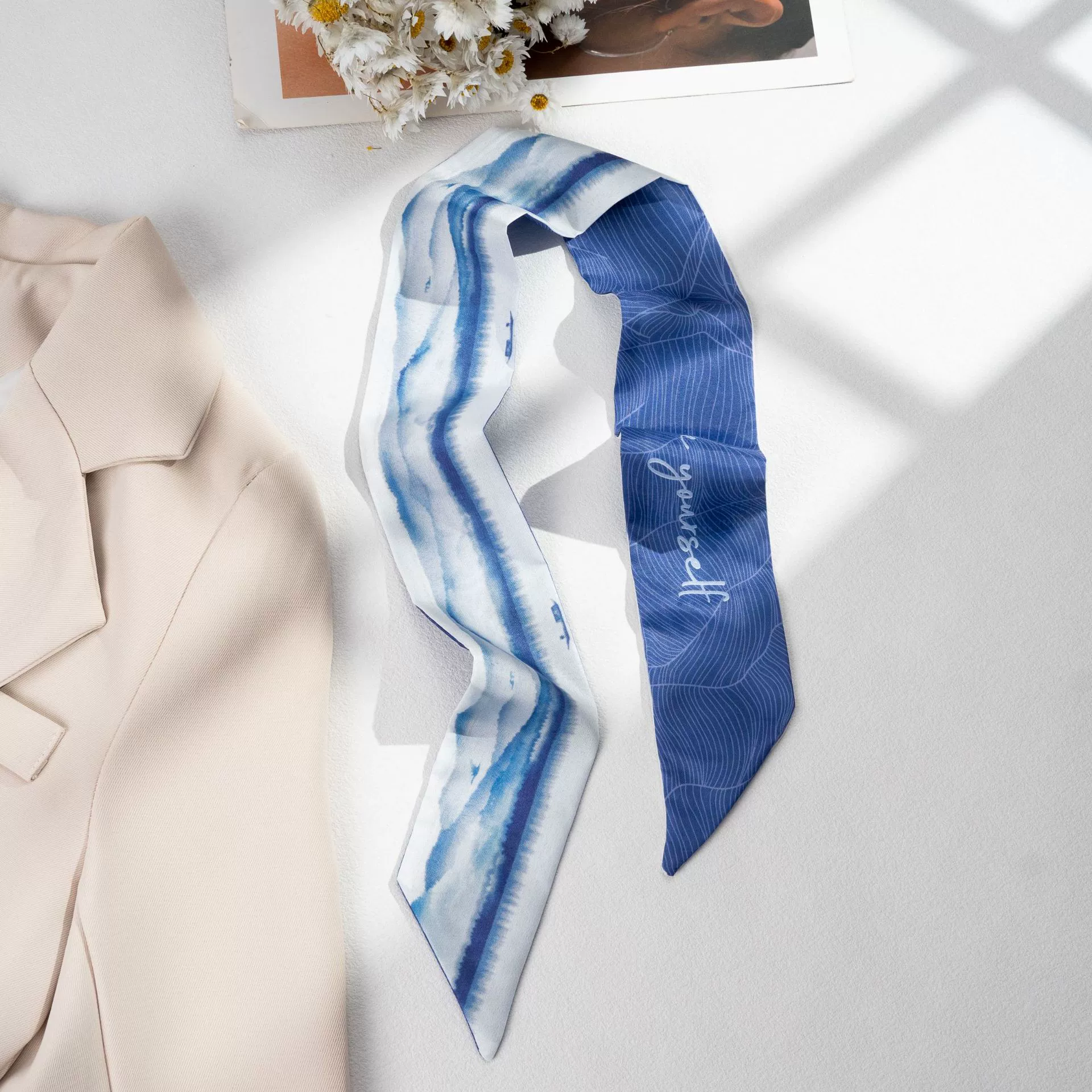 Silk Scarf Hairband (Suhang) long streamer 89×3.8 cm, lightweight gift box option