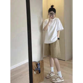 重磅新疆棉纯色T恤女短袖2026夏季新款宽松百搭半袖简约落肩白色t
