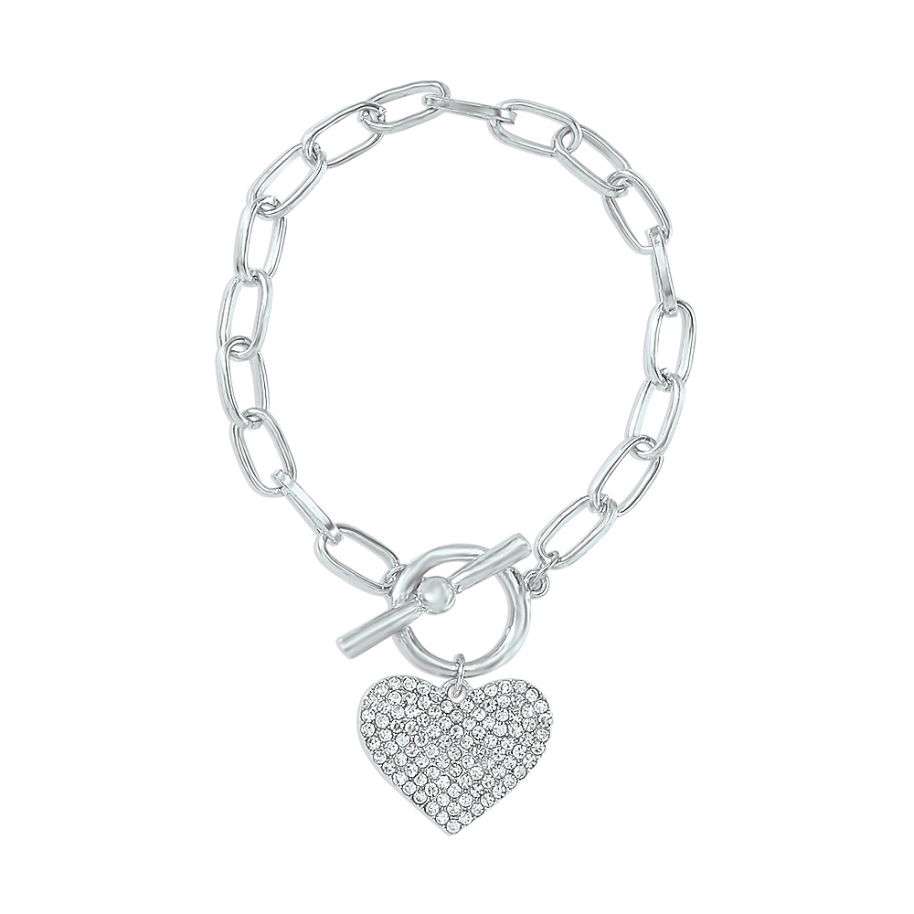 Cross-border Simple Small Fragrant Wind Geometric Chain Full of Rhinestone Love Necklace Bracelet