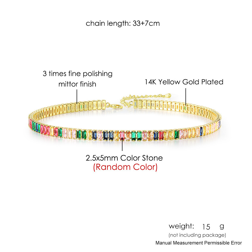 Zircon Tennis Neckchain For Men And Women, Rectangular Necklace_voghion.com