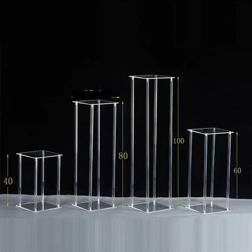 Boda Acrílico transparente Marco cuadrado Propietario de vino Mesa Soporte de flores Accesorios Estante de boda Marco cuadrado Guía de ruta