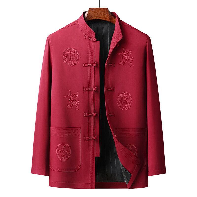 中老年男士唐装春秋爸爸套装老年人过寿生日衣服中国风外套爷爷装|undefined