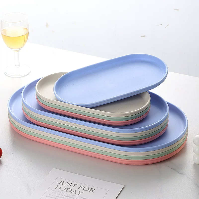 Cross-border Ins style tray oval simple snacks and snacks plastic meal tray home jewelry storage tray wholesale