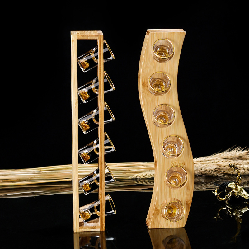 Vaso de madera de bambú de bala portavasas de vino portavasas de vino almacenamiento de madera portavasas de vino pequeño portavasas de vino un soporte de tazas de vino