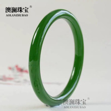 批发外蒙料和田碧玉镯子 菠菜绿圆条女士手镯 细条新疆美人玉镯子