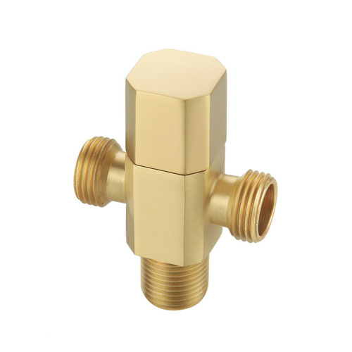 Full copper one-in-two-out titanium rose gold thick angle valve cold and hot water universal water shut-off valve copper angle valve faucet