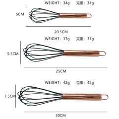 Gold-plated handle whisk manual stainless steel whisk home rose gold silicone whisk wholesale