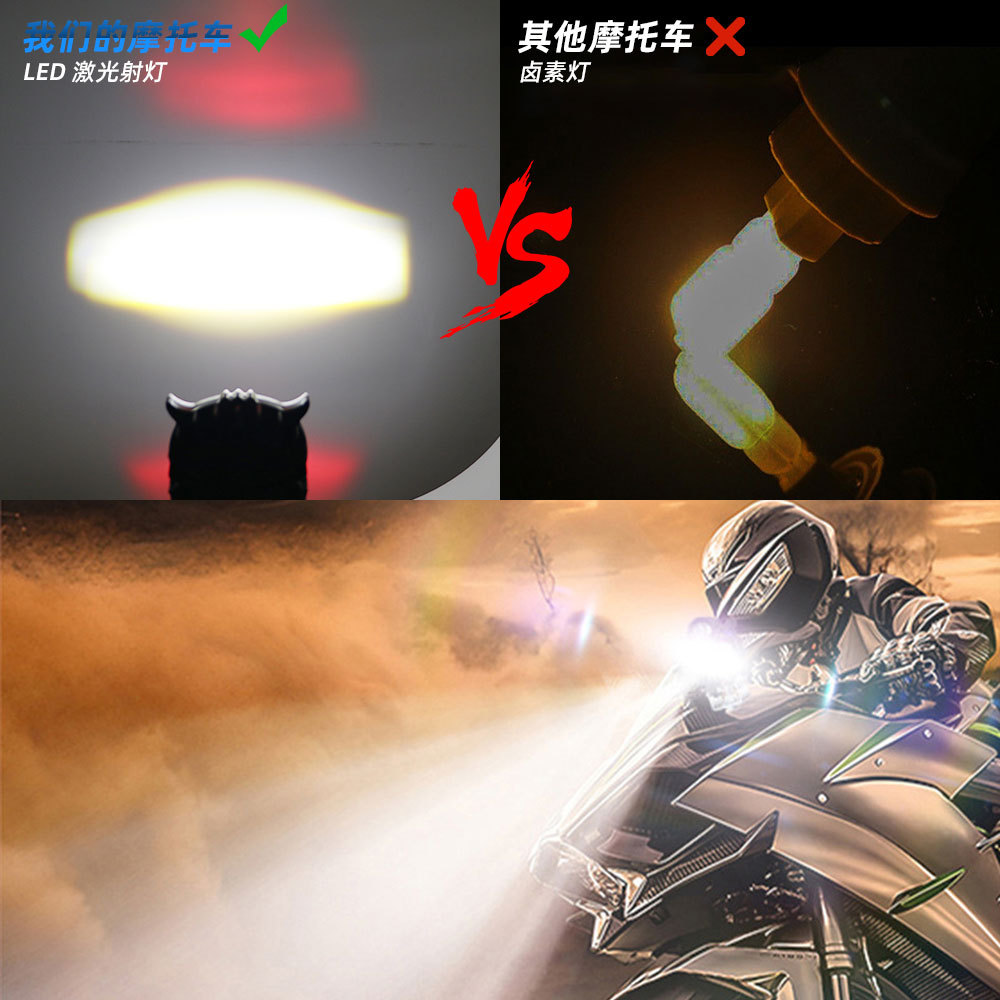 High-Brightness Motorcycle Led 4-Bead Waterproof Modified High/Low Beam Road Lighting Headlight Spotlight