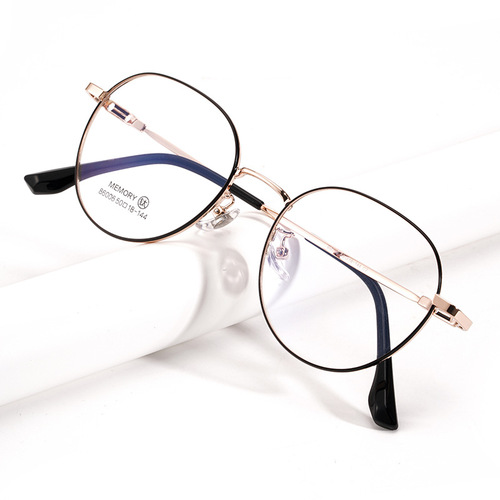 百世芬86006YF超轻记忆钛眼镜框复古圆形眼镜架素颜近视镜光学架