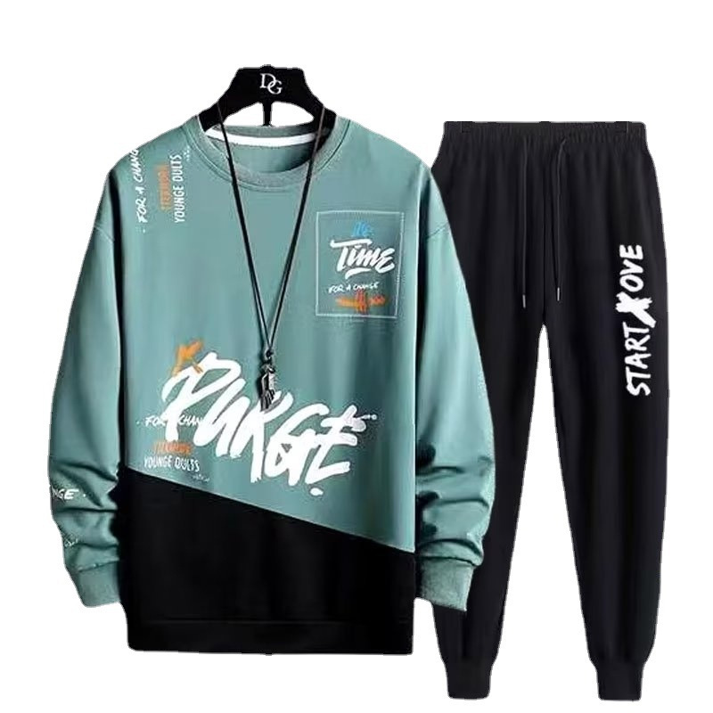 Traje deportivo de ocio para hombre otoño estilo coreano moda traje de estudiante juvenil de moda con traje de dos piezas guapo