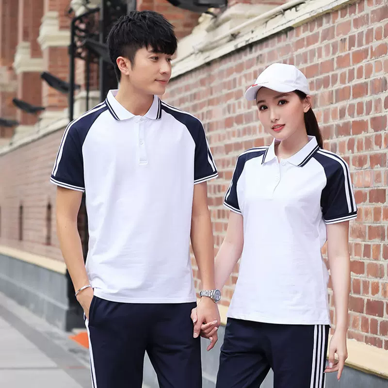 新款夏季初中学生班服套装短袖高中小学校服男女体操学院风运动服