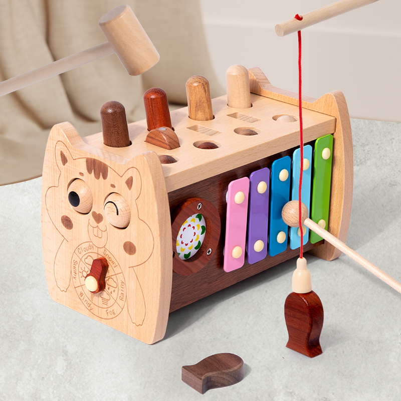 Multifuncional Gingermouse Educación temprana golpear mesa Educación temprana Ejercicios cognitivos Mano-Ojo Coordinación Inteligencia Desarrollo juguete de madera image 7
