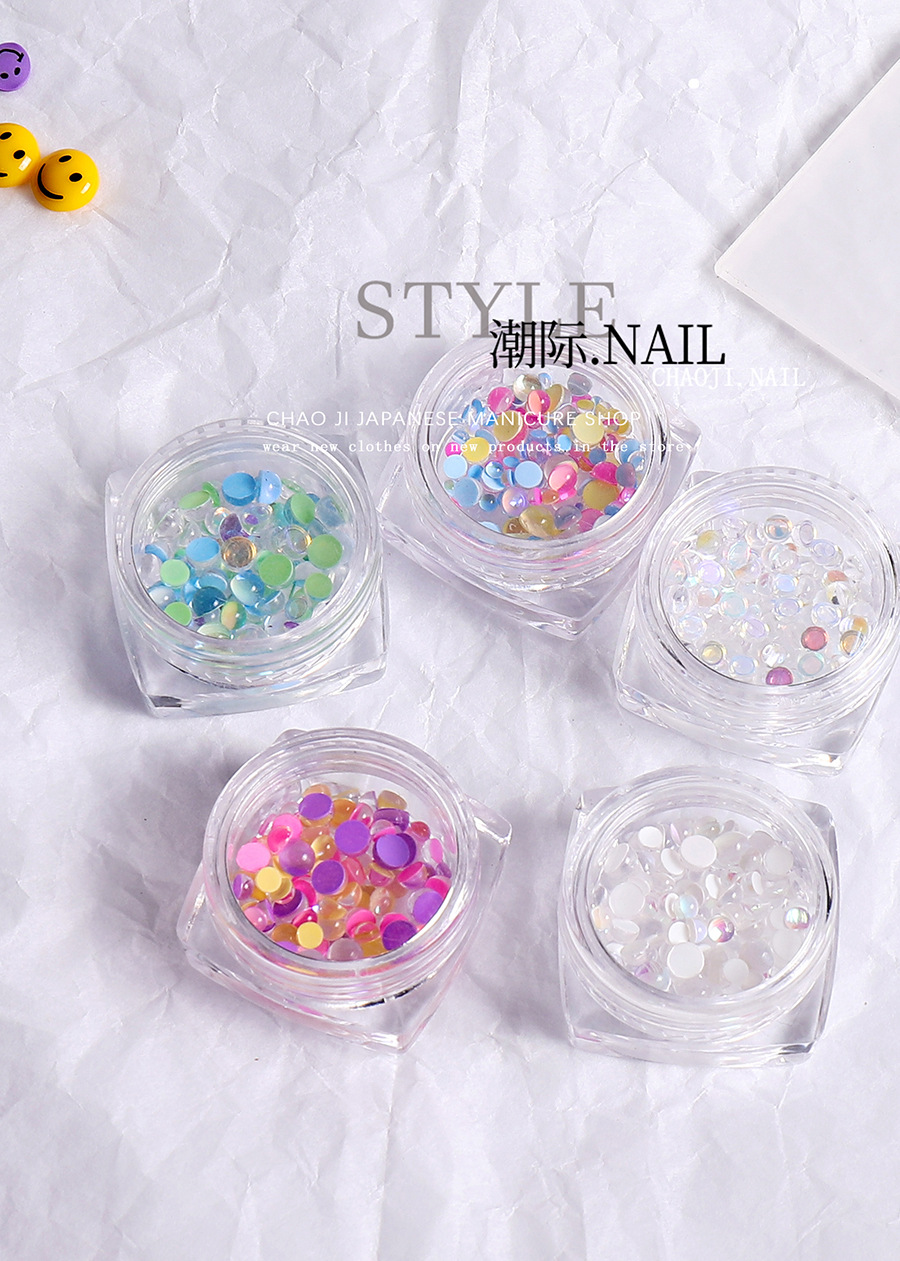 Uñas sirena Aurora cuentas de color caramelo color mágico redondo transparente joyería ojo de gato decoraciones de uñas mixtas 100 unidades