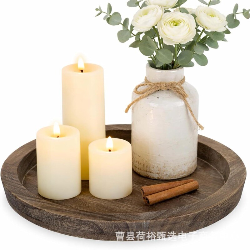 In-stock wooden decorative tray, farmhouse-style distressed candle holder base, wooden vintage storage tray for home living room, solid wood tray In-stock wooden decorative tray, farmhouse-style distressed candle holder base, wooden vintage storage tray for home living room, solid wood tray