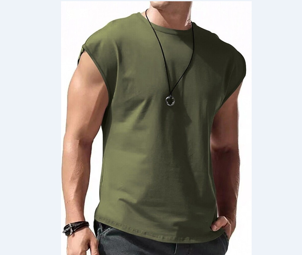 Round Neck Neckline Breathable Function Men's Solid Color T-shirt Men's Clothing