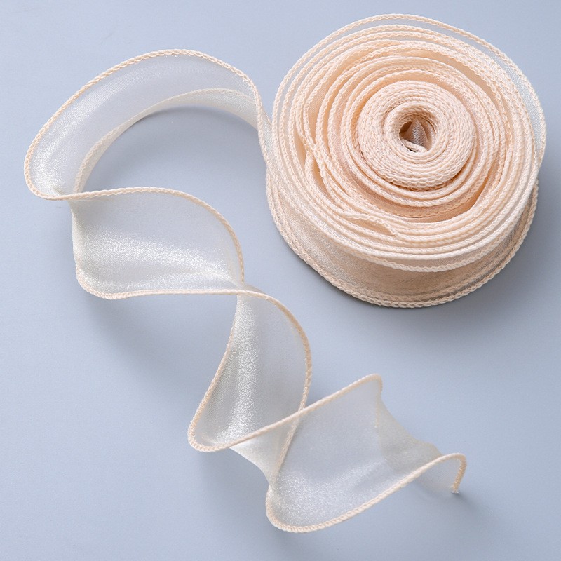 Fábrica al por mayor de color sólido gasa cinta arco nudo bolsa flor cinta copia borde gasa cinta flor embalaje fishtail hilo cinta