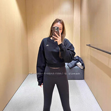 青岛韩国alo clas秋季新款全棉短款露肚脐长袖上衣休闲运动卫衣女