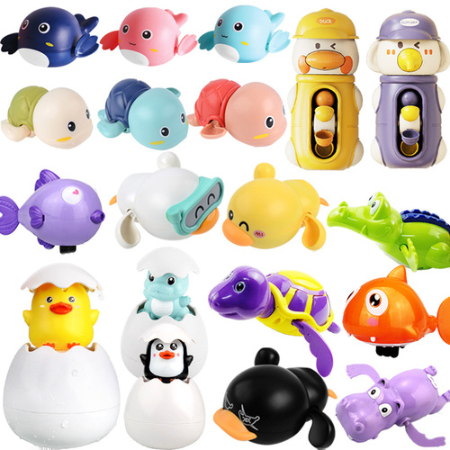 The same style sprays little ducks, sprinkles penguin eggs, rains clouds, children and babies play in the bathroom and take a bath