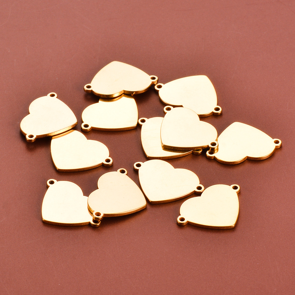 Plating Craft 10 PCS/Package 13*18mm 304 Stainless Steel Customization Laser Engraving Heart Shape Pendant DIY Jewelry Accessories