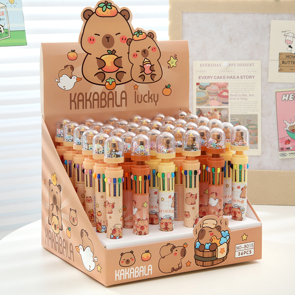 Caricatura Capibara bolígrafo lindo paisaje pulsar bolígrafo de diez colores bolígrafo de escritura de estudiantes
