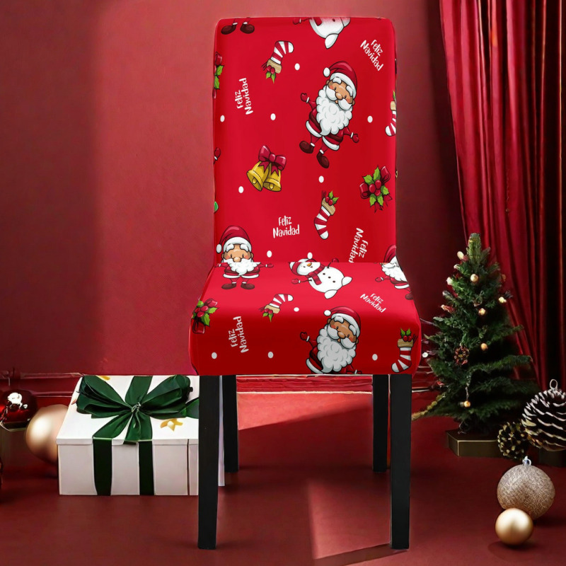 クリスマスプリント椅子カバー弾力椅子カバー保護カバースパンデックス洗濯椅子カバーはクリスマス装飾に適しています。|undefined