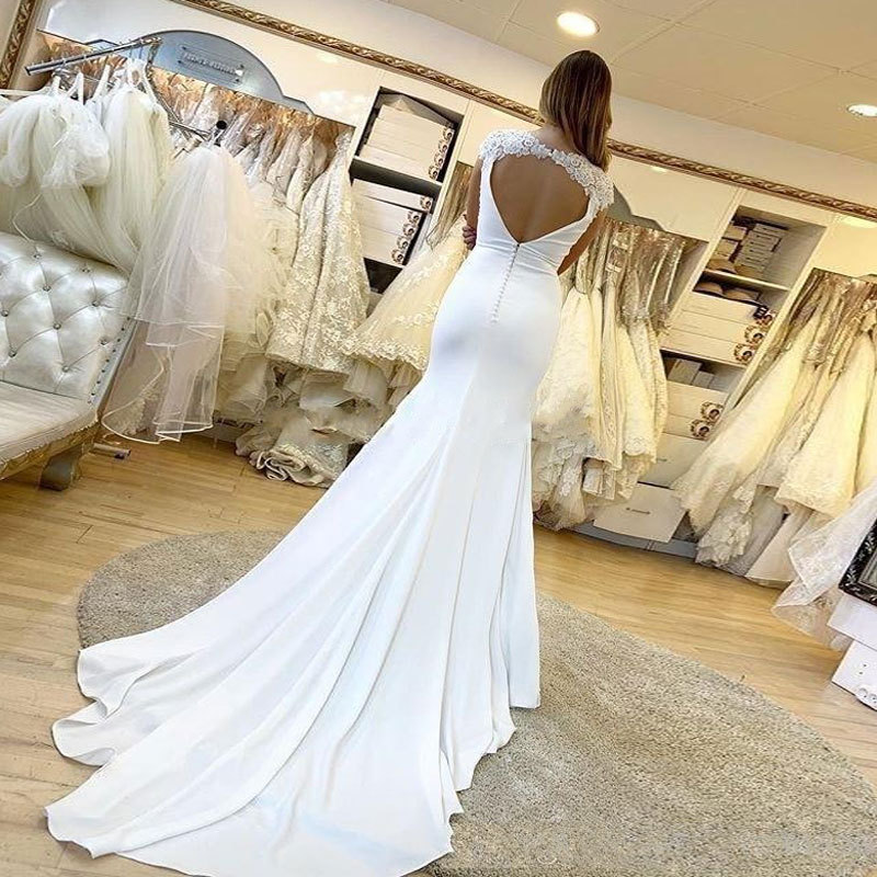 Comercio exterior europeo y americano Amazon AliExpress deseo nuevo vestido de novia vestido de noche cola de pez sexy V-cuello adelgazante personalizable