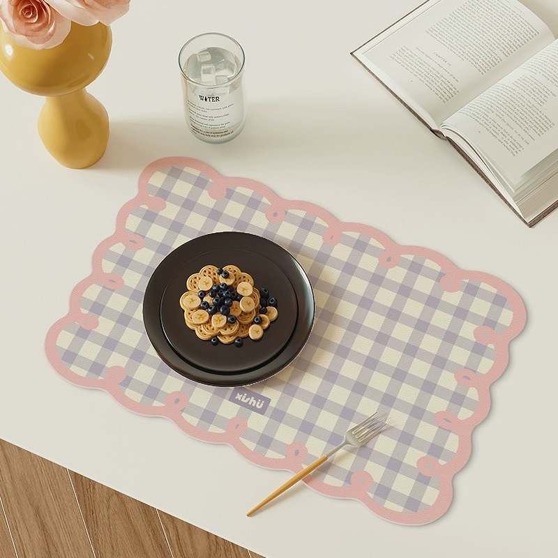 Cojín de comedor occidental de estilo crema mesa resistente al quemado resistente a altas temperaturas platos de comedor platos de cojín a prueba de agua a prueba de aceite mesa cojín de tazas de cuero image 11