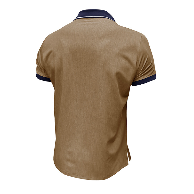 2025 크로스보더 유럽과 미국 남성용 반팔 탄성 데님 폴로 셔츠 외국 무역 남성용 옷깃 티셔츠 슬림핏 상의