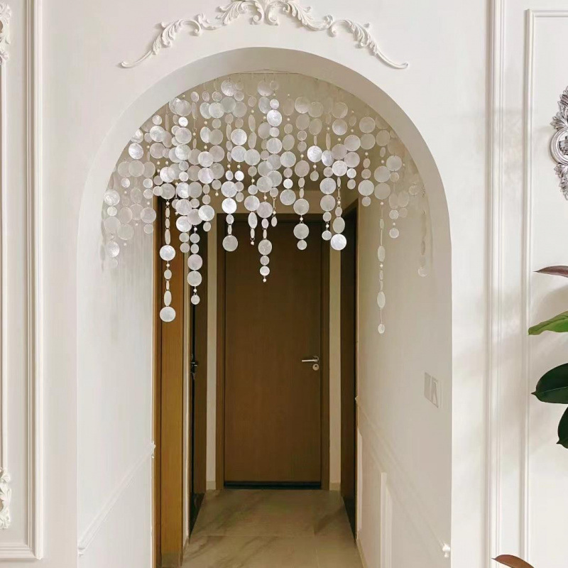 Decorative Pearl Shell Pendant Curtain-Free Pendant Entrance Curtain Door Curtain Bead Curtain Creative Perforated Partition Living Room