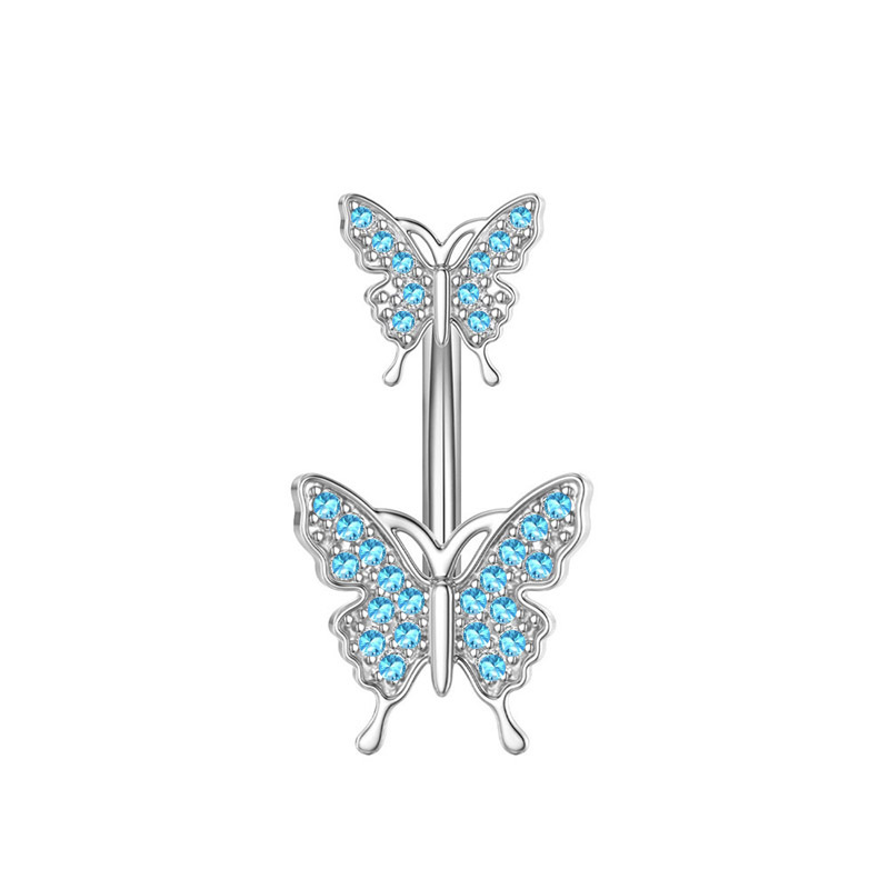 Piercing ombelico in acciaio inossidabile con farfalla zircone_voghion.com