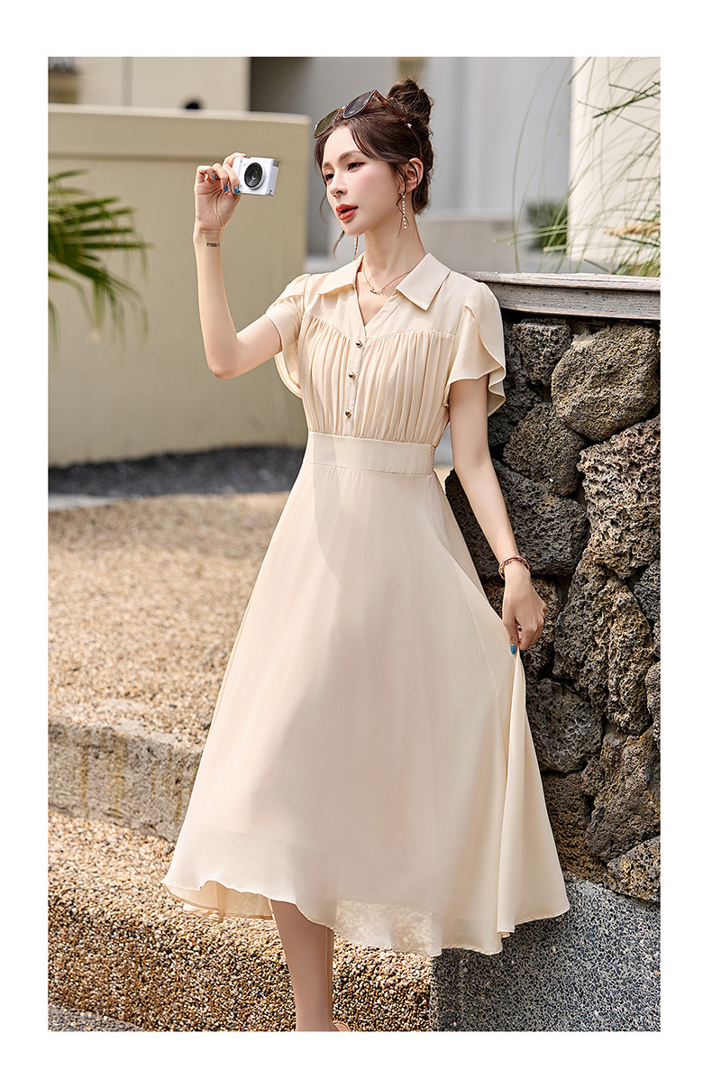 Đầm suông midi tay ngắn eo thắt dây che bụng cho nữ size lớn — màu đen, màu sắc chi tiết 18