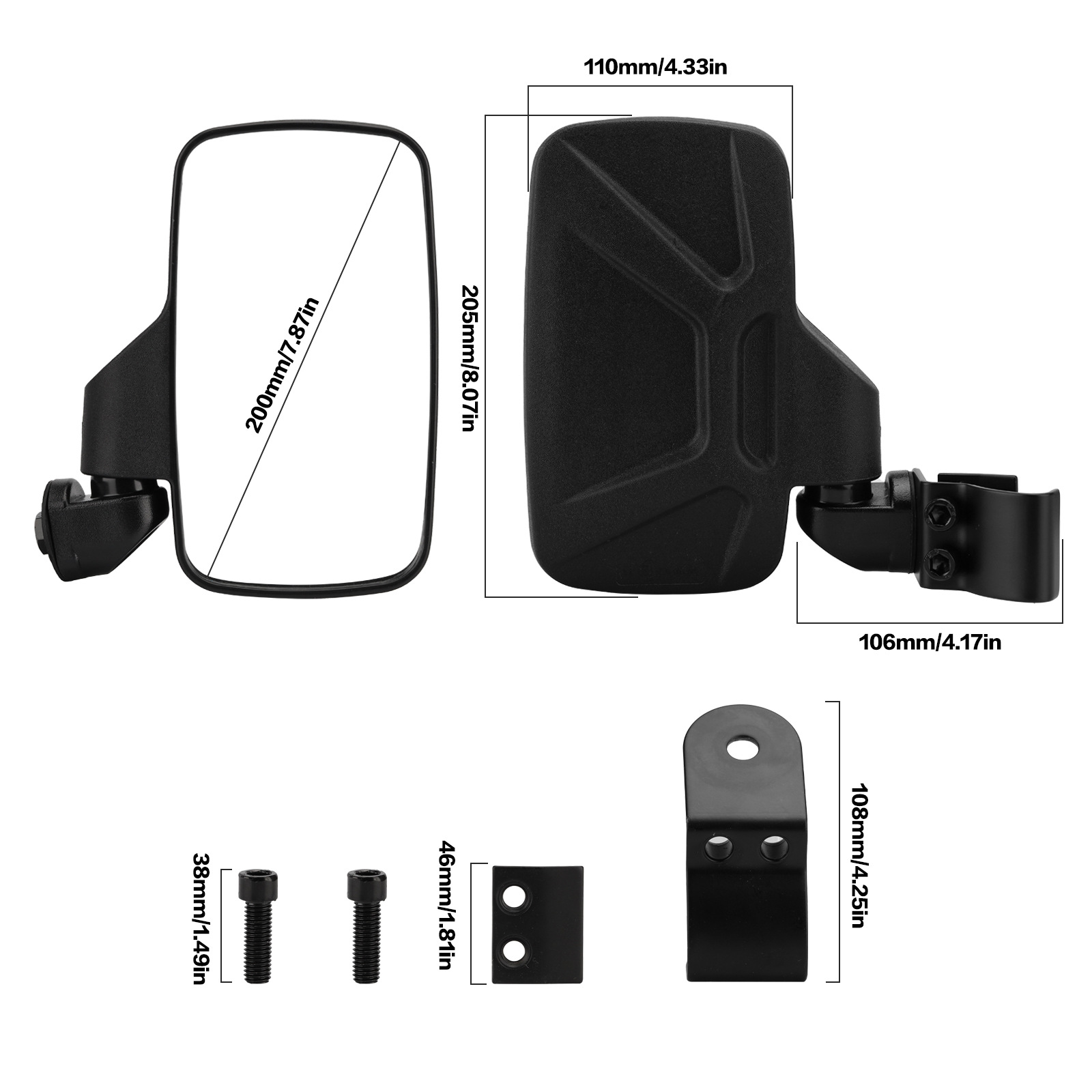 Cross-border hot selling UTV all terrain beach off-road vehicle auxiliary mirror reflector side mirror modified rearview mirror