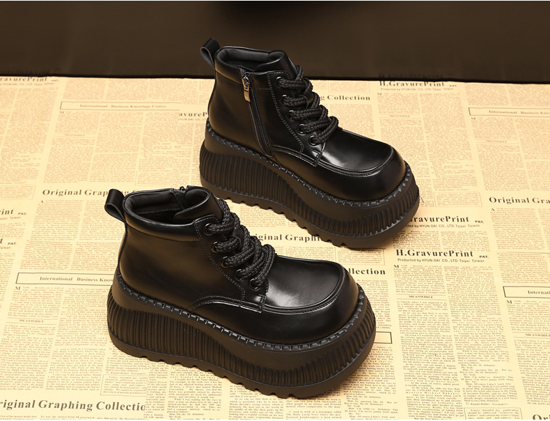 Boot Martin cổ thấp tăng chiều cao đế dày cho nữ — Màu be chi tiết 5