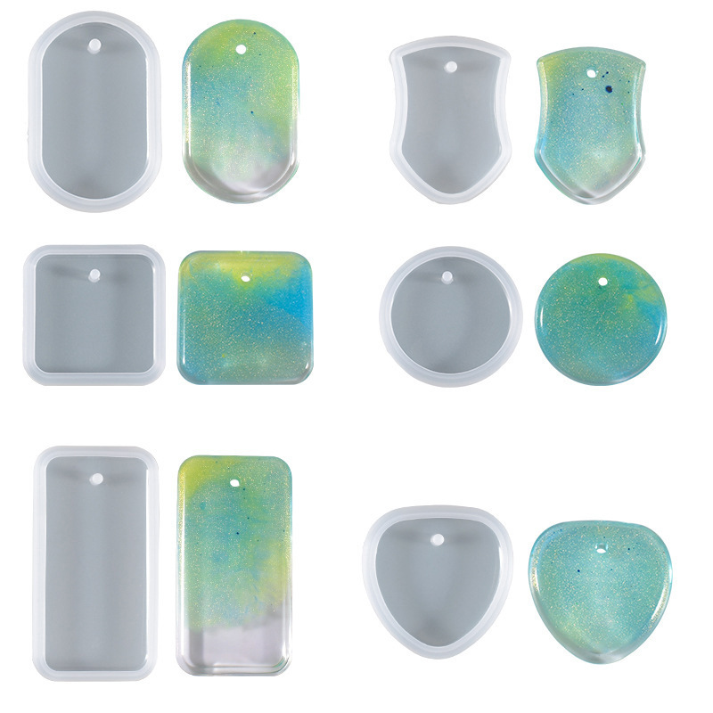 Factory epoxy resin mold a variety of rectangular square round necklace key chain small pendant silicone mold