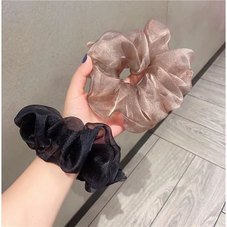 Large European Roots large intestine hair ring ~ Ins Korean version of the fairy, the hair rope net yarn BM pork large intestine loop jewelry head rope