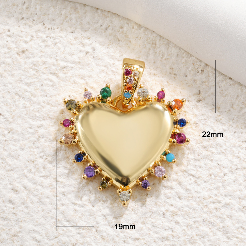 1 Piece Copper Zircon Gold Plated Heart Shape Pendant display picture 1