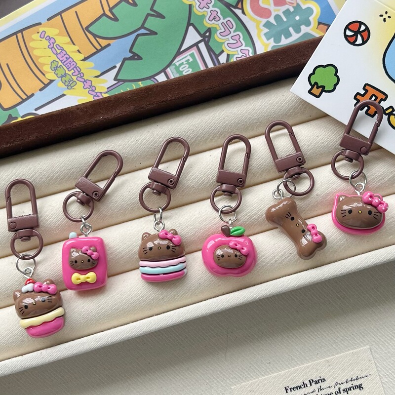 Black leather rose red kitten keychain cute girl heart pencil case pendant girlfriends couple gift bag pendant wholesale Black leather rose red kitten keychain cute girl heart pencil case pendant girlfriends couple gift bag pendant wholesale