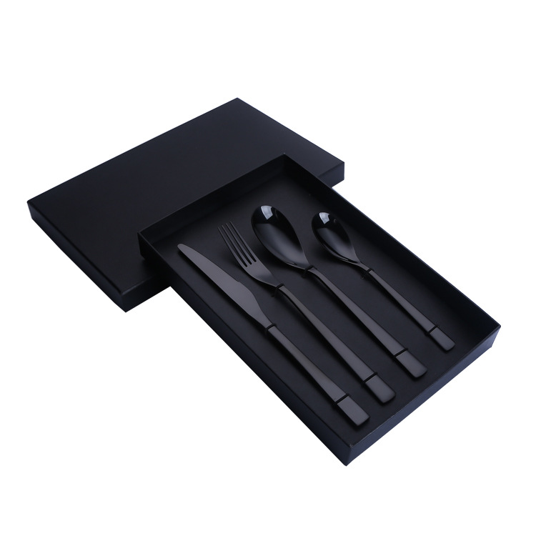 Transfronterizo occidental comida Hotel 304 vajilla de acero inoxidable traje creativo y conveniente ins cuchillo de carne, tenedor y cuchara conjunto de cuatro piezas al por mayor
